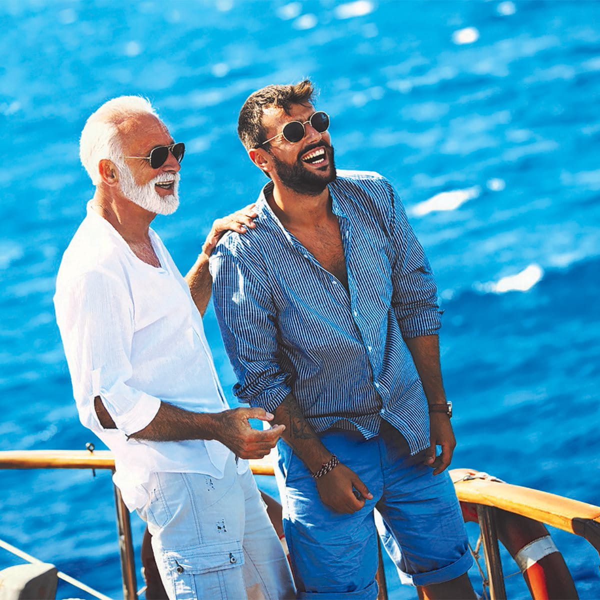 Father and son sailing