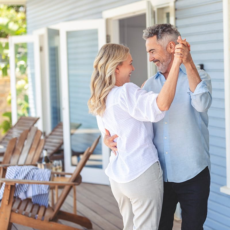 Dancing couple on the porch