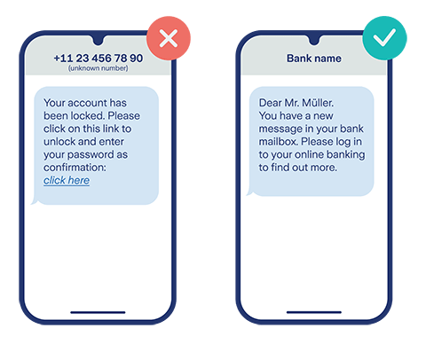 Bank fraud example SMS