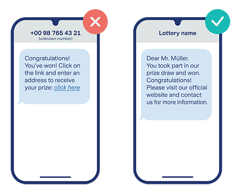 Winning notification example SMS