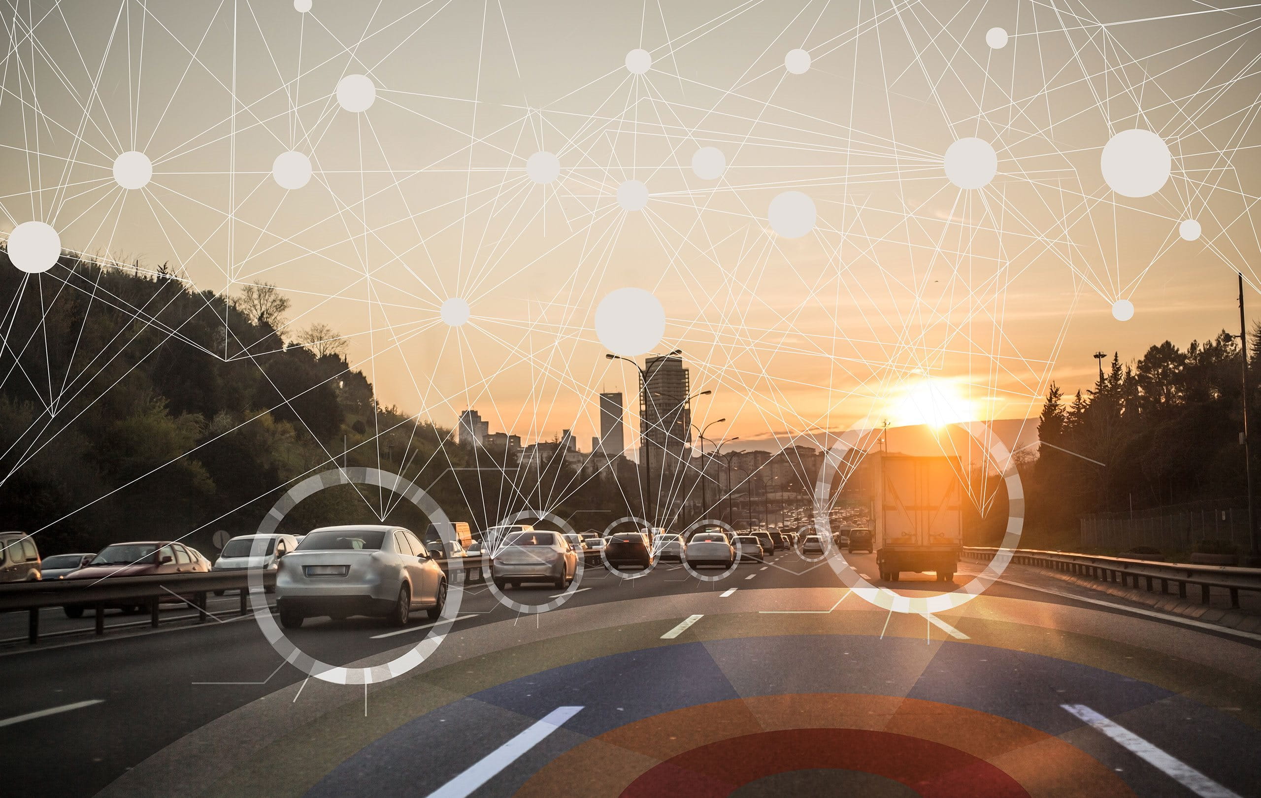 Auto digital markiert auf Autostrasse