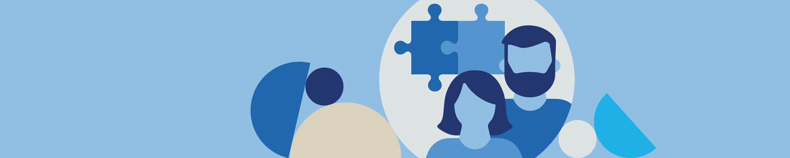 Frau, Mann und Puzzle