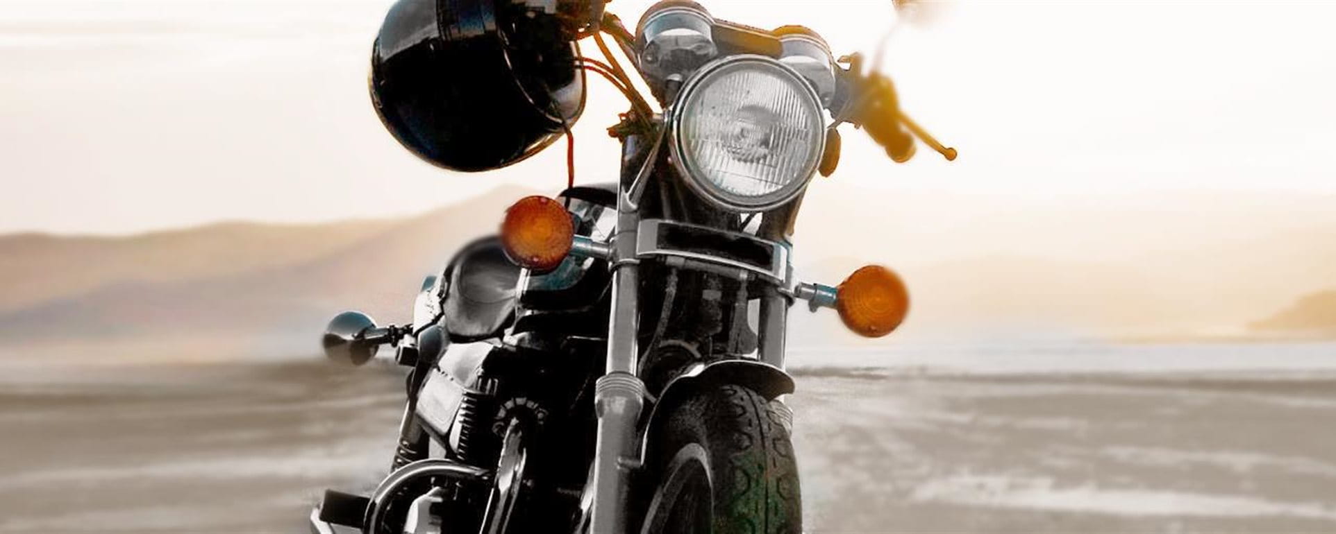 A motorcycle in the landscape. A motorcycle in the landscape.